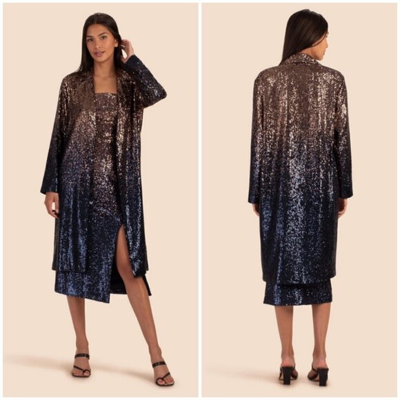 💕TRINA TURK💕 Pisces Jacket ~ Supernova Sequin Moonstone/Midnight Ombre XL NWT - Picture 1 of 16